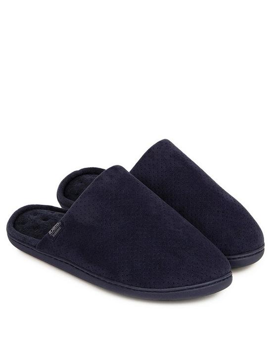 stillFront image of totes-mens-airtex-suedette-mule-slippers-with-360-comfort-amp-pillowstepnbsp-navy