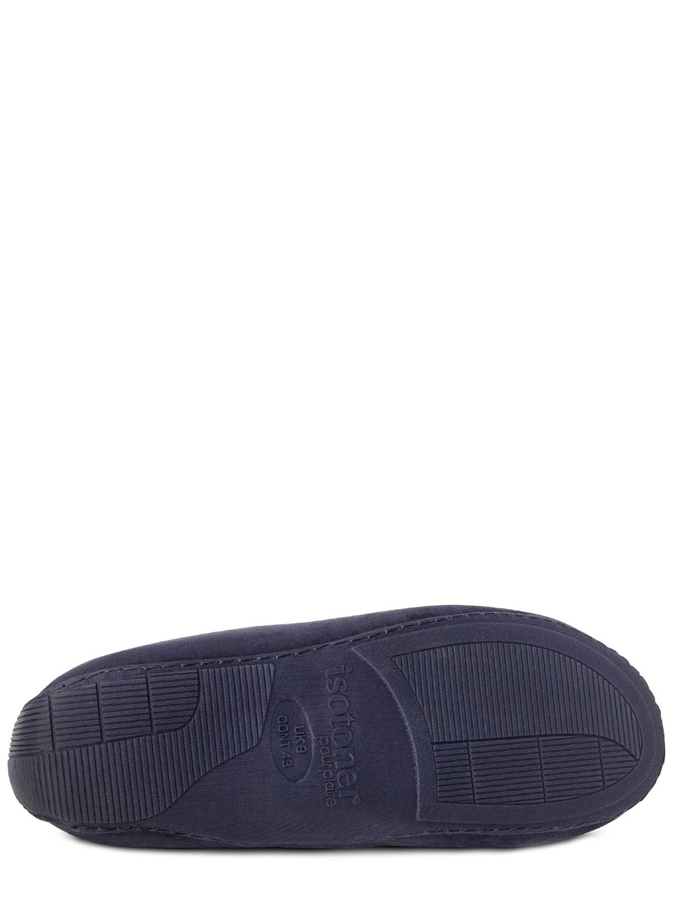  image of totes-mens-airtex-suedette-moccasin-slippers-with-memory-foam-amp-pillowstepnbsp--navy