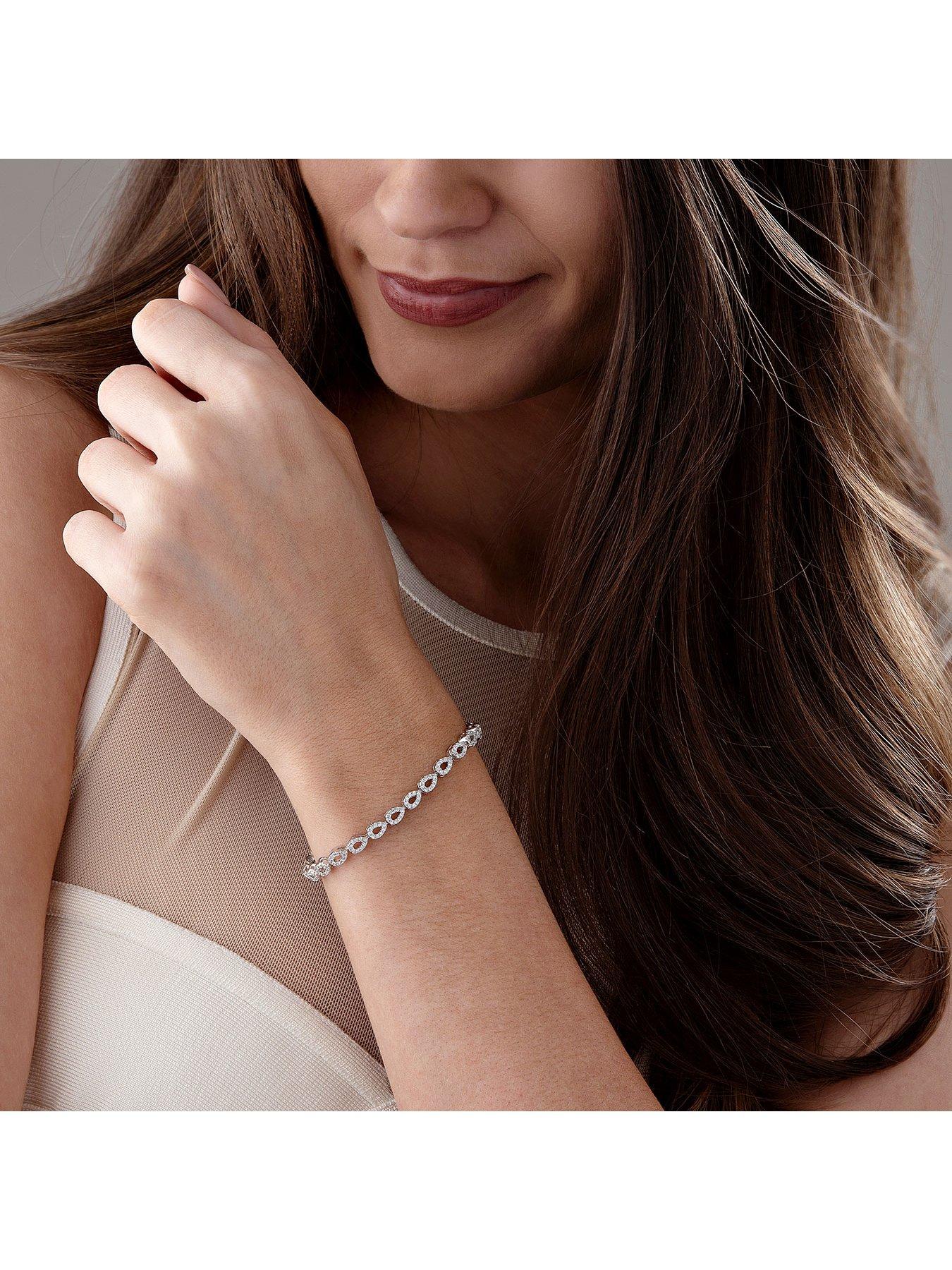  image of beaverbrooks-silver-cubic-zirconia-pear-bracelet