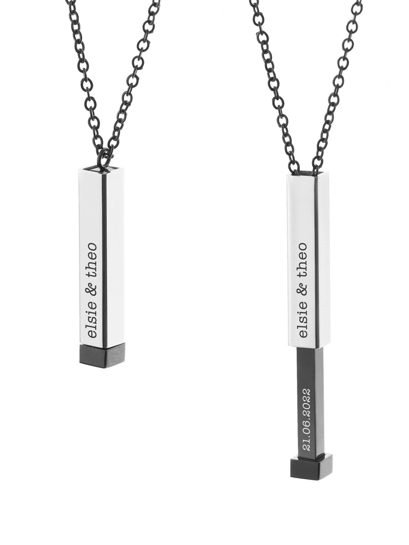  image of treat-republic-personalised-black-and-silver-hidden-message-capsule-mens-necklace