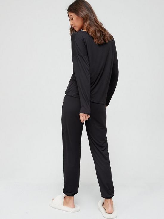 stillFront image of v-by-very-off-the-shoulder-slouchy-pyjamas-black