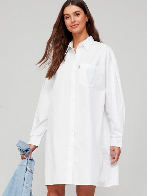 levis-cotton-chest-hit-logo-shirt-dress-white