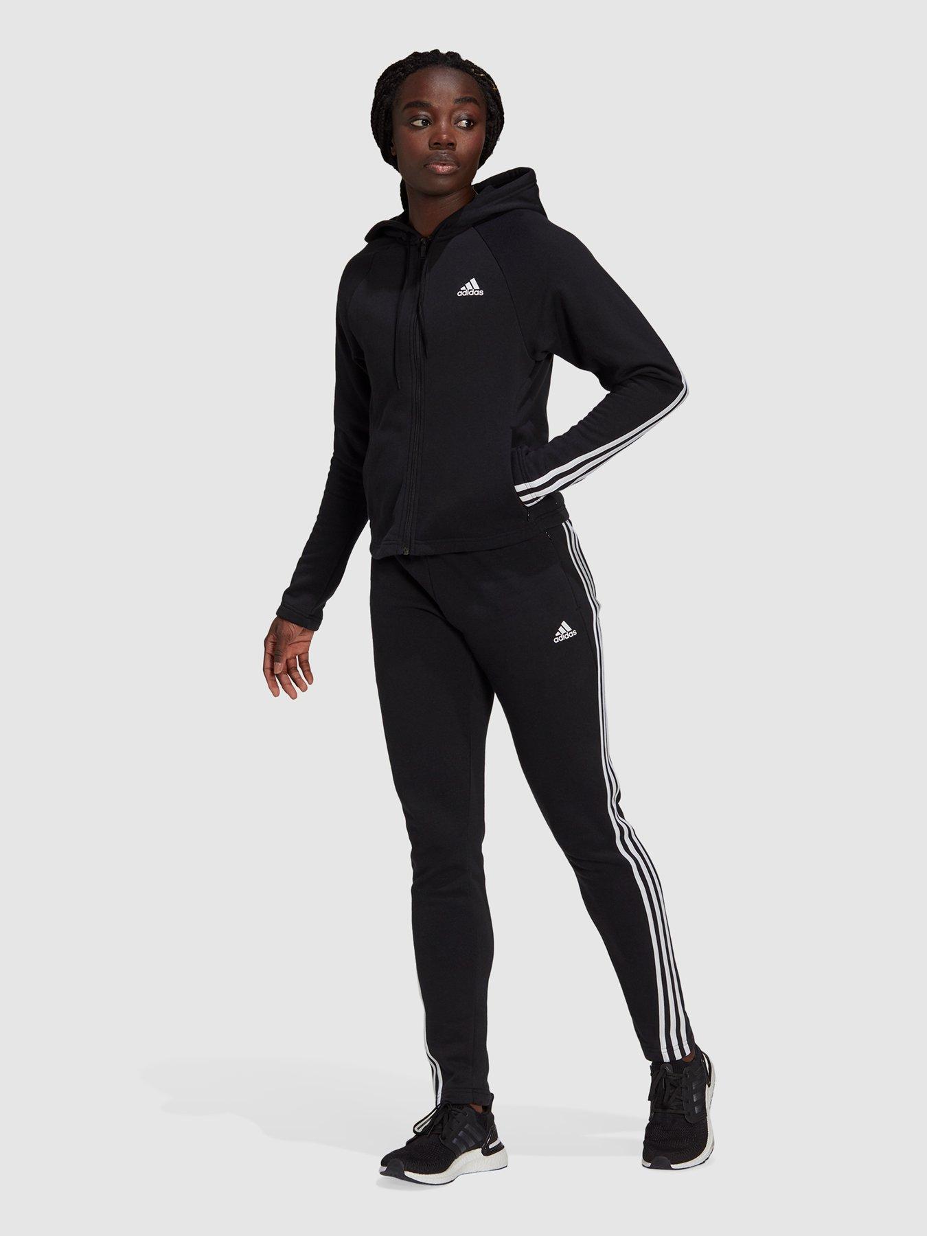 adidas Sportswear Womens 3 Stripe Tracksuit - Black/White