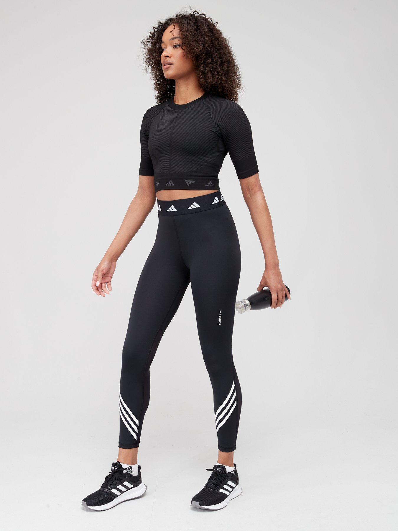 Adidas 3 stripe leggings black online