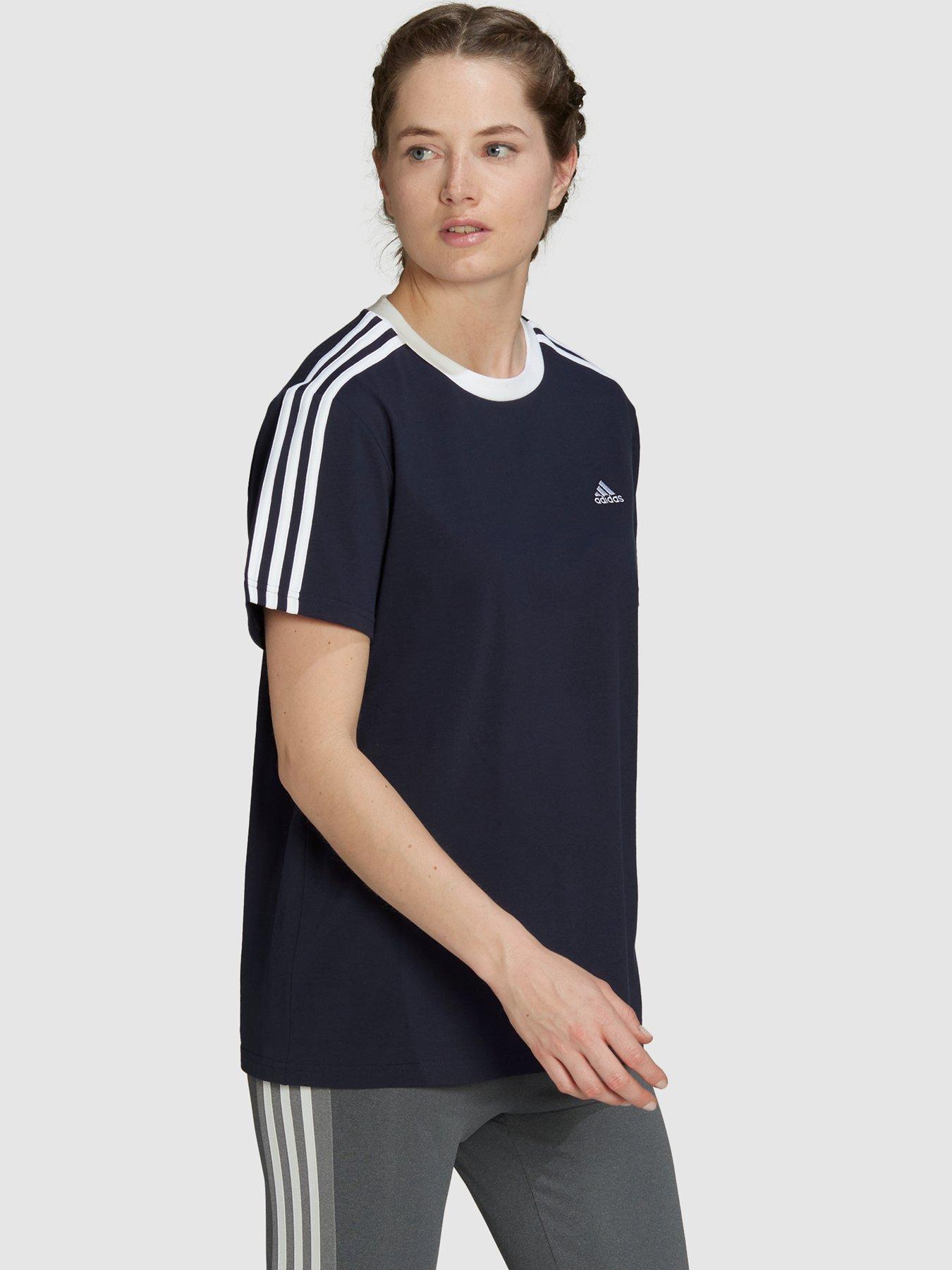 Image 3 of 4 of adidas Sportswear Essentials 3-stripes T-shirt - Navy