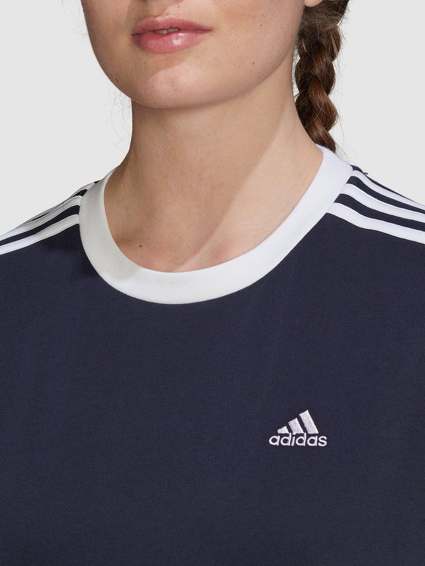 Image 4 of 4 of adidas Sportswear Essentials 3-stripes T-shirt - Navy