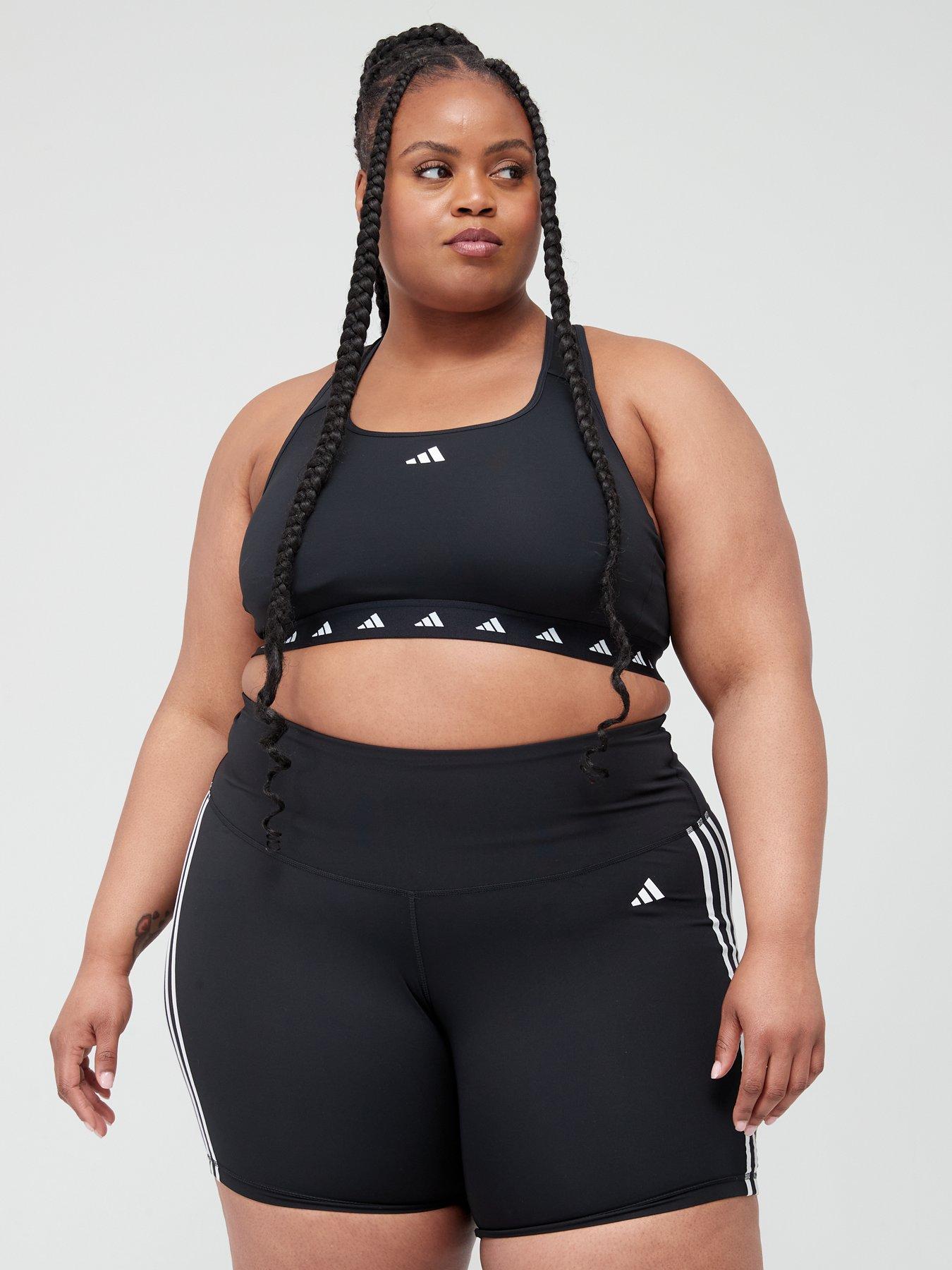 adidas Training Techfit color block mid-support sports bra in black and  white