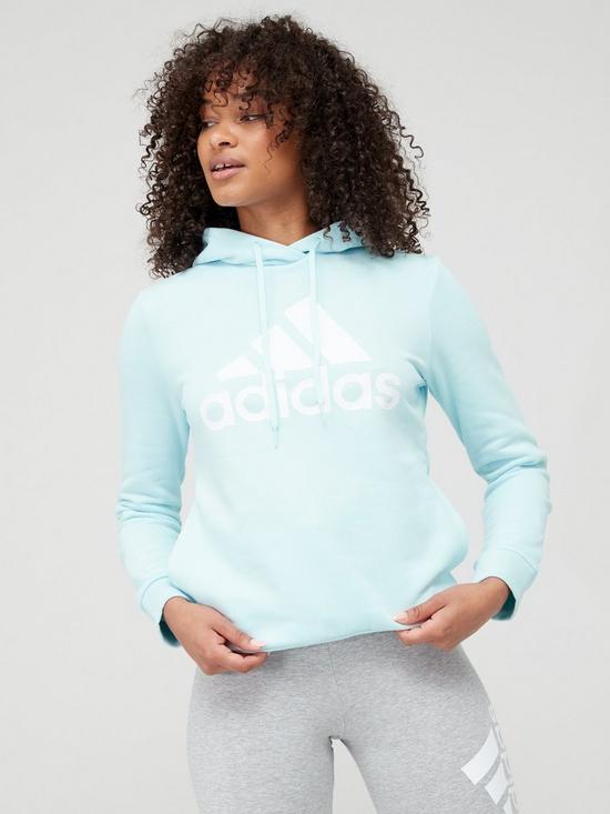 front image of adidas-big-logo-hoodie-light-blue
