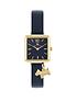  image of radley-ladies-square-pale-gold-plated-ink-leather-strap-watch-ry21370