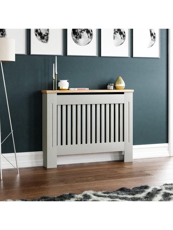 front image of vida-designs-arlington-medium-radiator-cover-grey