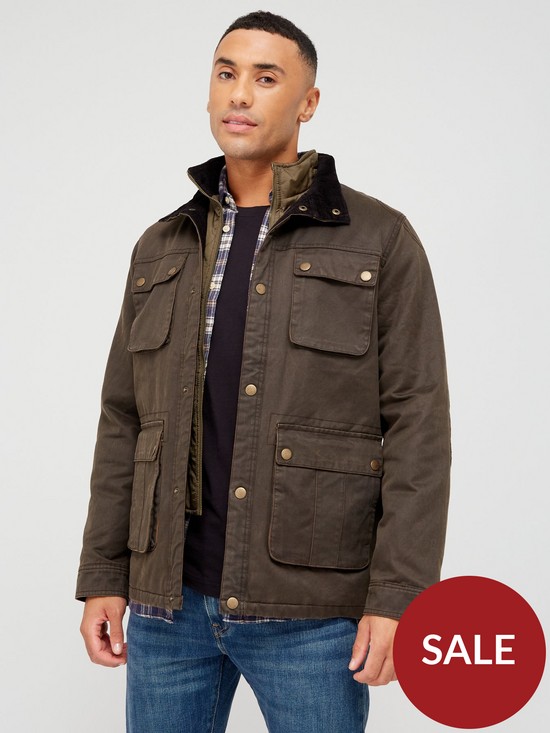 front image of very-man-wax-field-jacket-brown