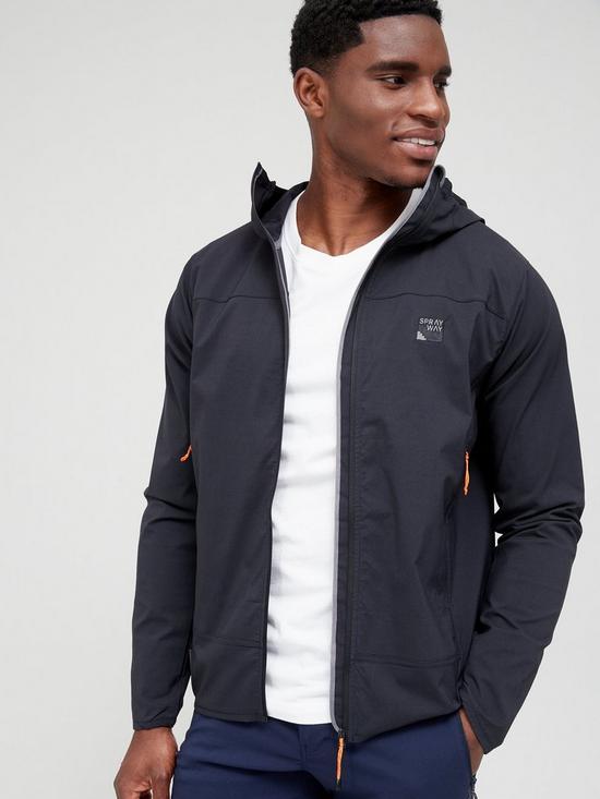 front image of sprayway-anax-hooded-jacket-black