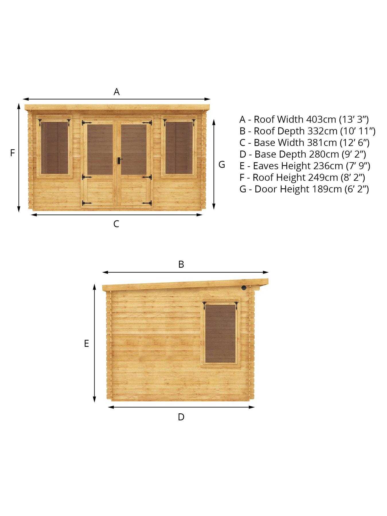 Image 5 of 6 of MERCIA 4m x 3m Pent 19mm Log Cabin - PEFC Certified