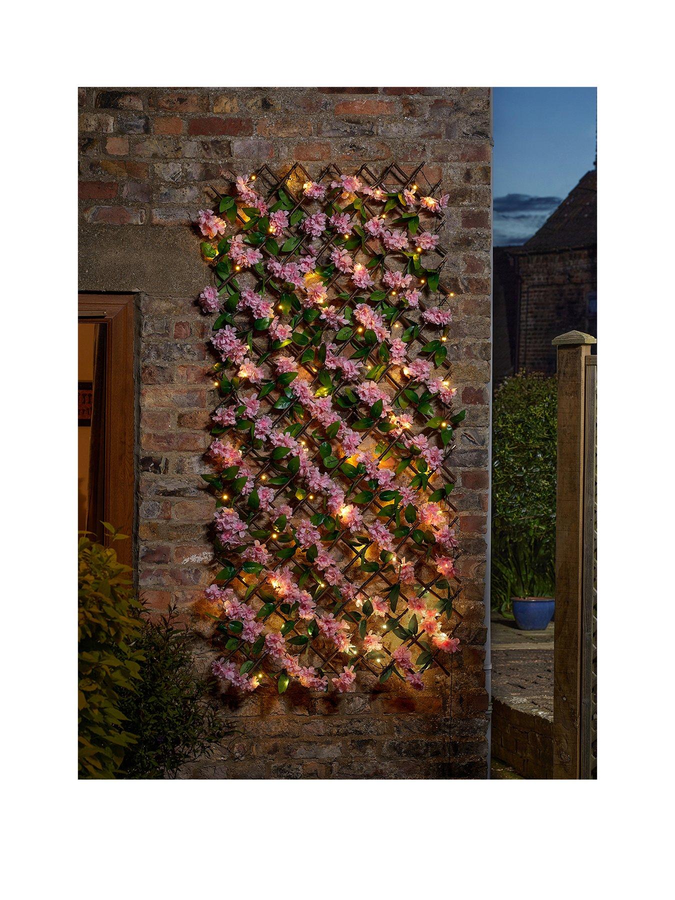Smart Solar 75 LED Solar In-Lit Pink Blossom Trellis 180 x 90 cm