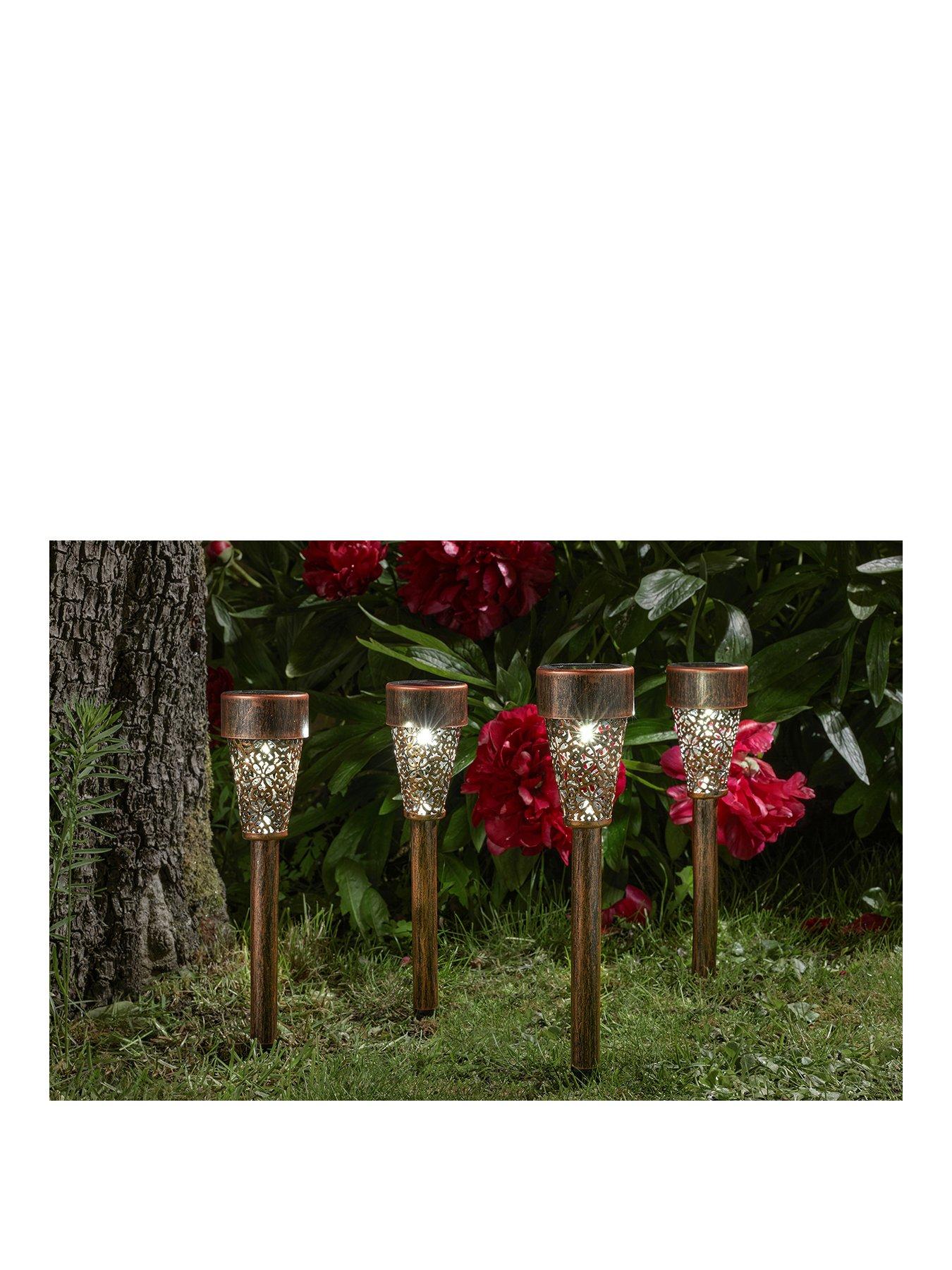 Image 1 of 3 of Smart Solar Damasque Stake Light Bronze, 4pk