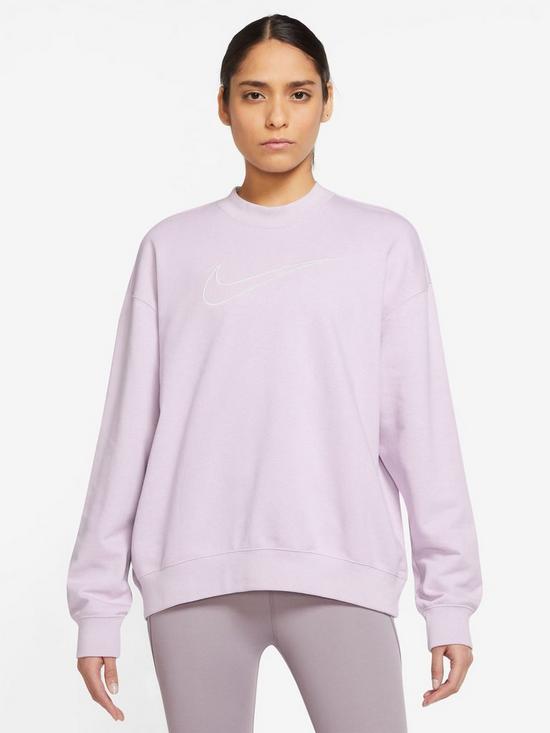 front image of nike-training-dri-fitnbspget-fit-essential-gx-crew-light-pink