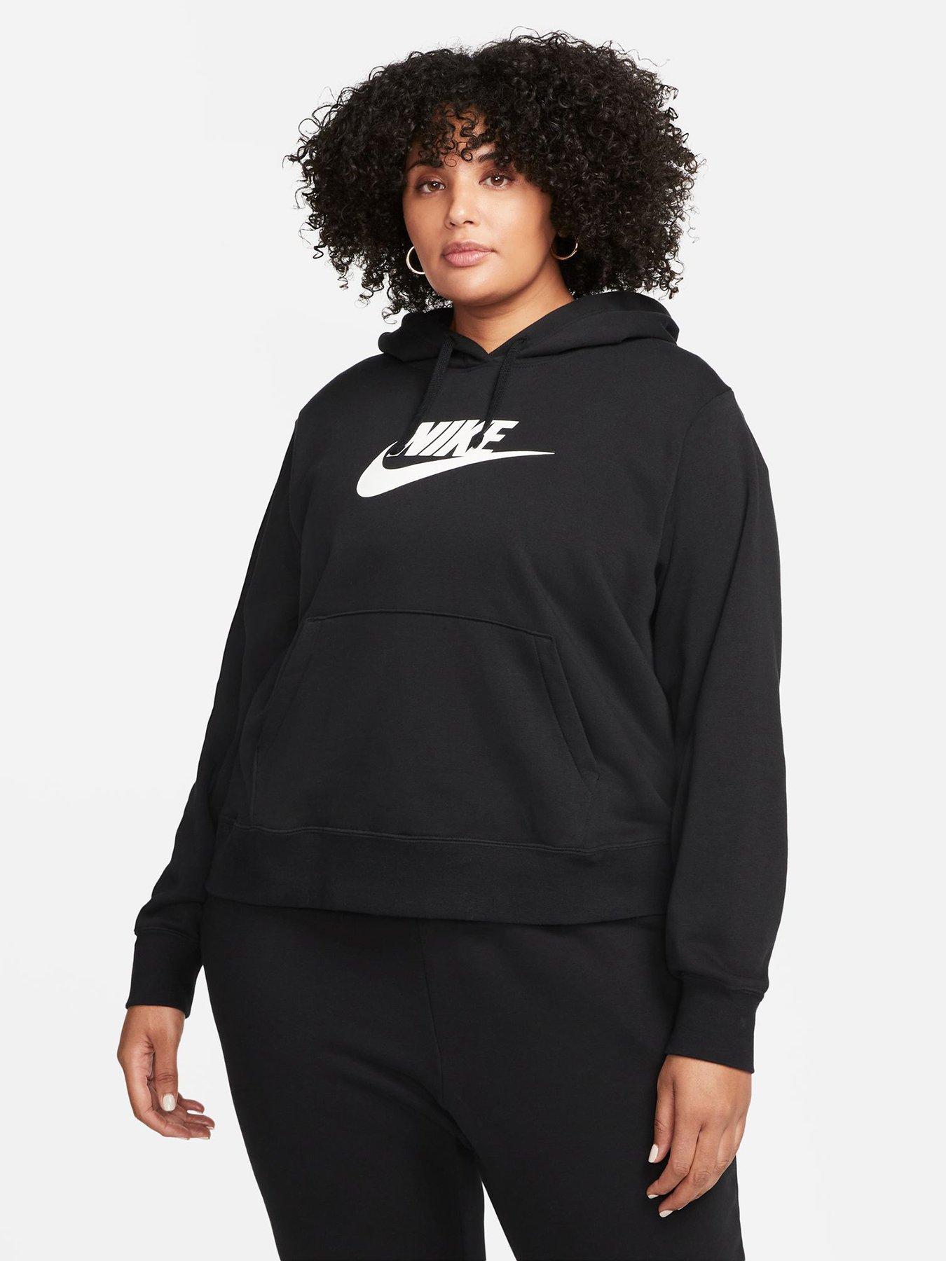 Nike Nsw Curve Club Fleece Gx Overhead Hoody Black White littlewoods