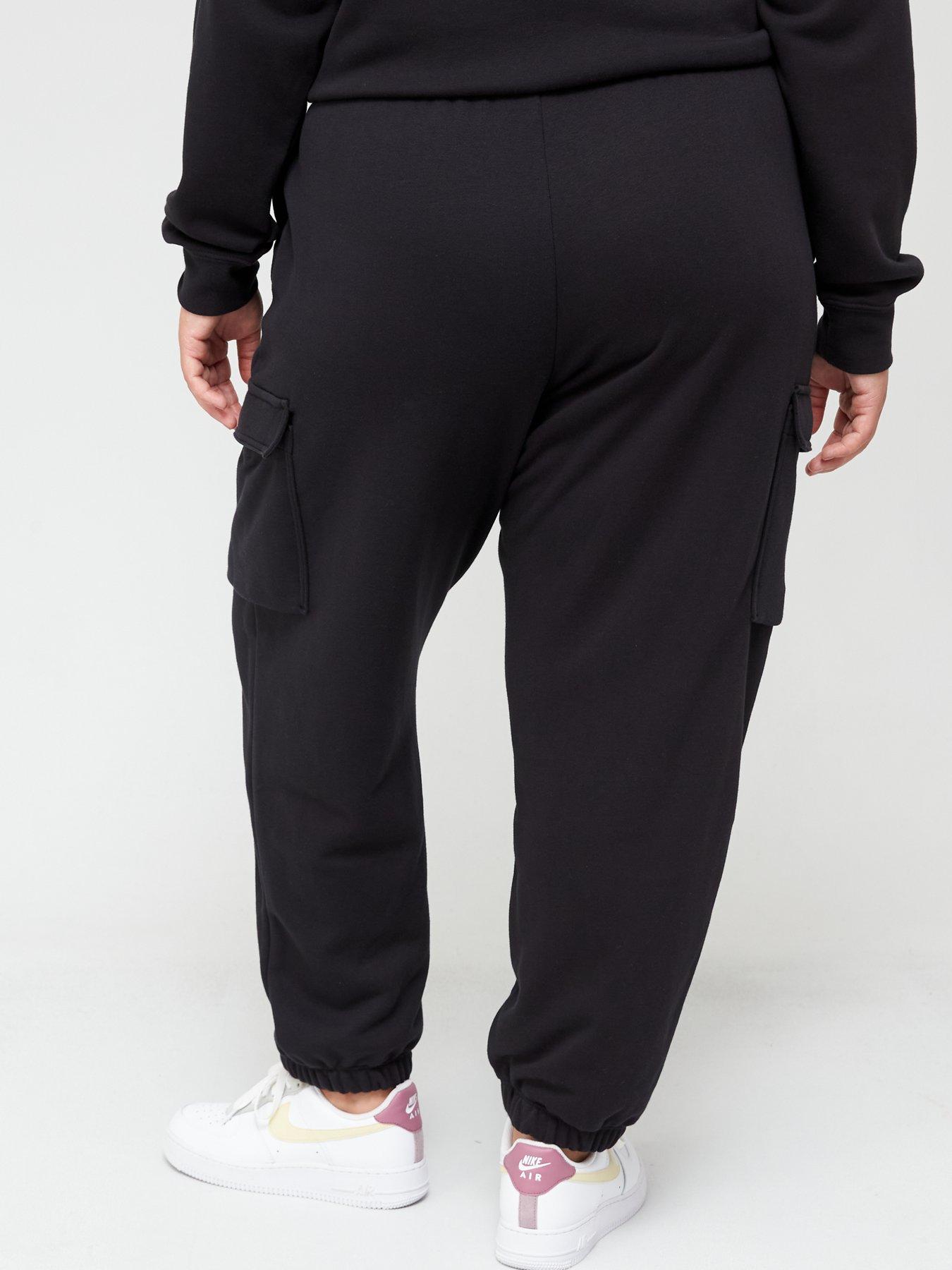 Nike Women s Nsw Curve Club Fleece Mid Rise Cargo Joggers BLACK