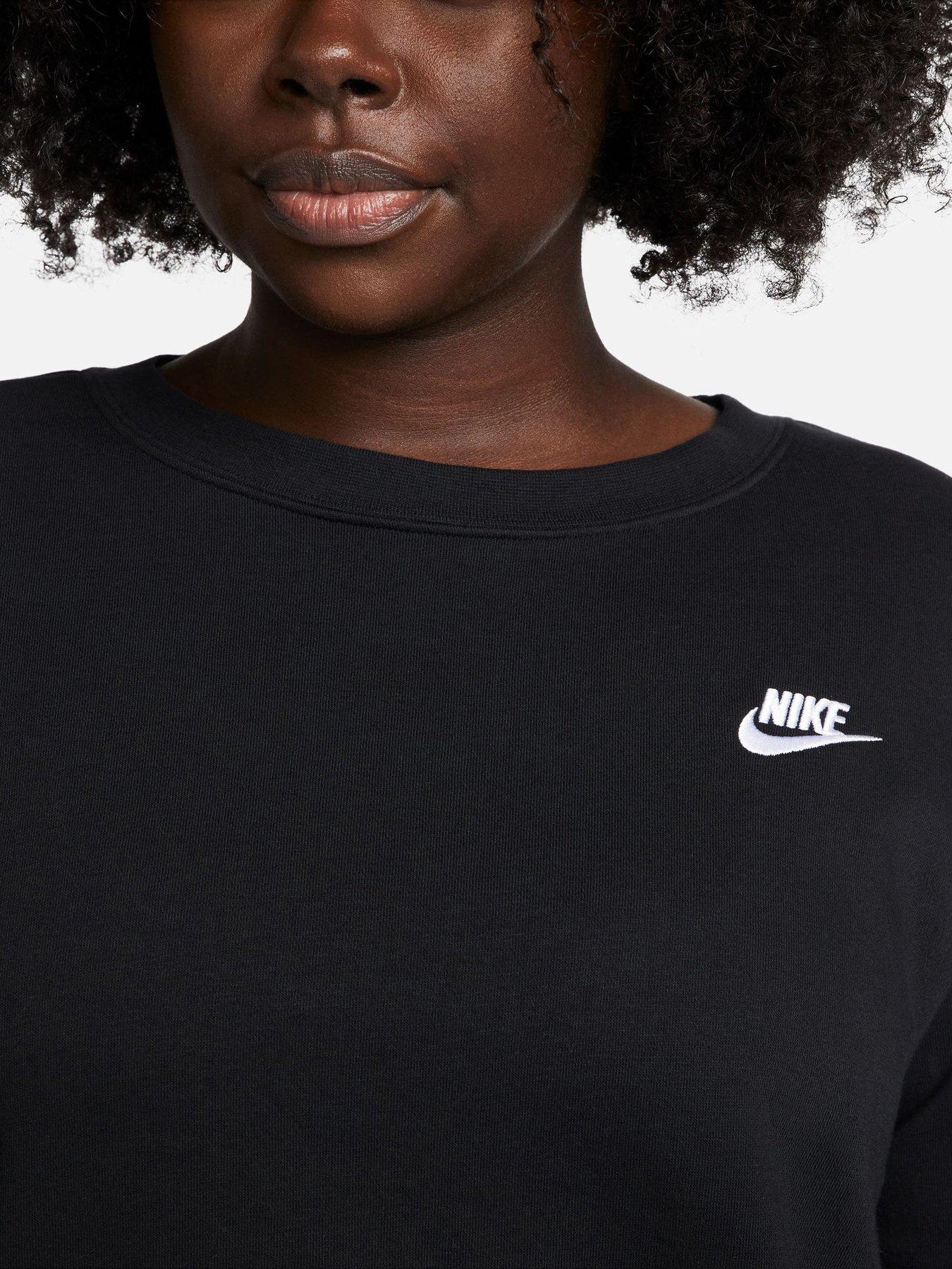  image of nike-nswnbspclub-fleece-oversized-crew-curve-blackwhite
