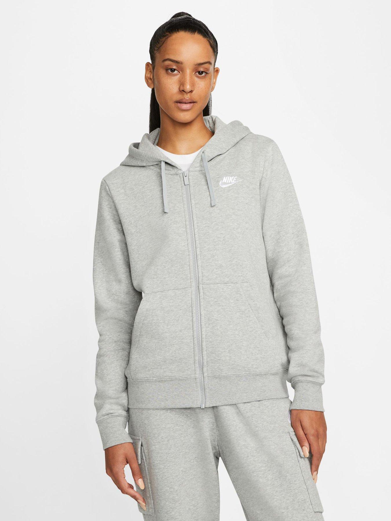 Nike NSW Club Fleece Zip Through Hoodie Dark Grey Heather