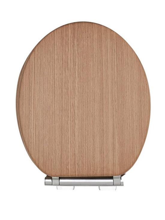 front image of aqualona-moulded-wood-tongue-and-groove-oak-effect-toilet-seat