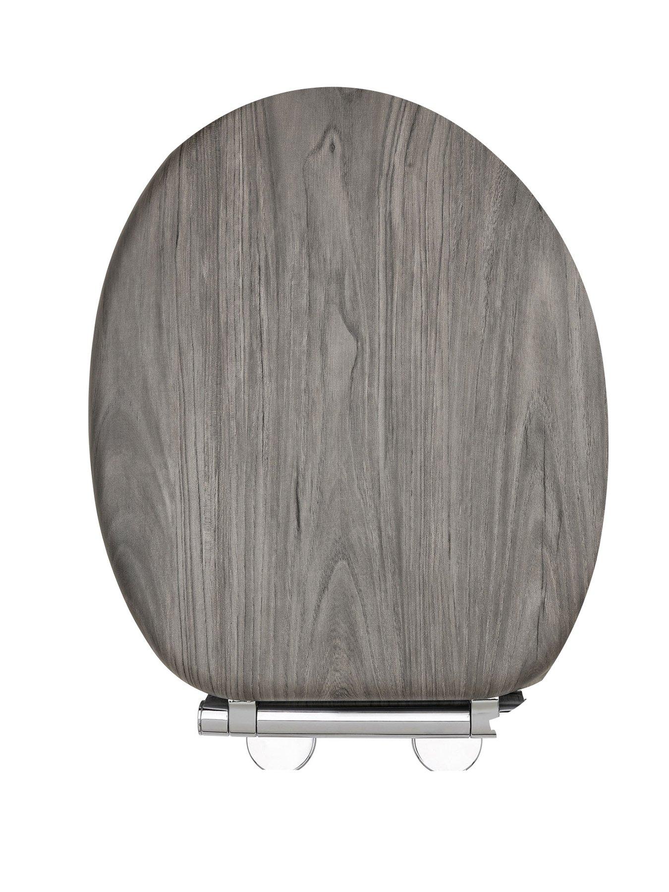 Image 1 of 3 of AQUALONA Moulded Wood Dark Grey Wood Effect Toilet Seat