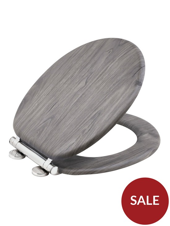 stillFront image of aqualona-moulded-wood-dark-grey-wood-effect-toilet-seat