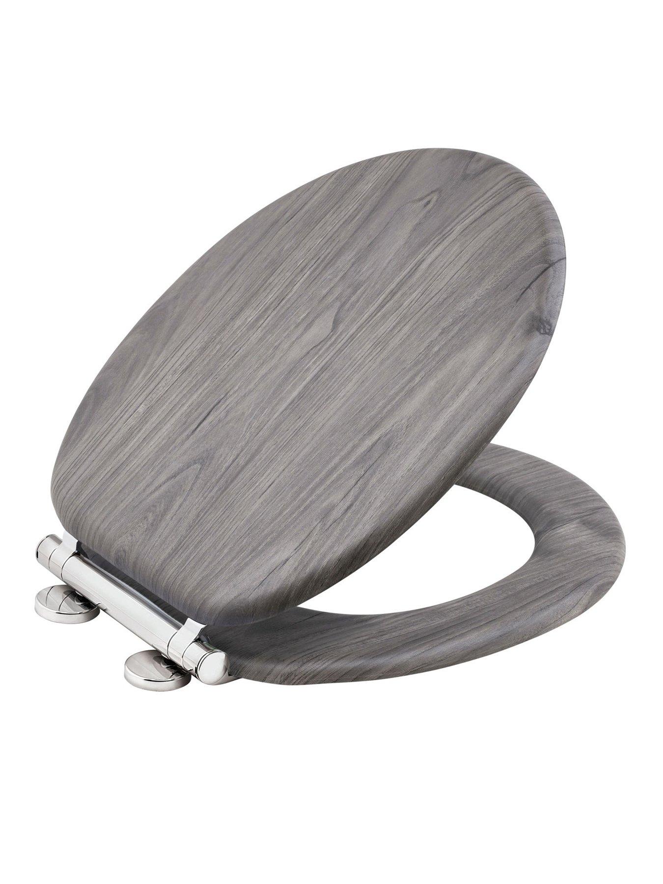 Image 2 of 3 of AQUALONA Moulded Wood Dark Grey Wood Effect Toilet Seat