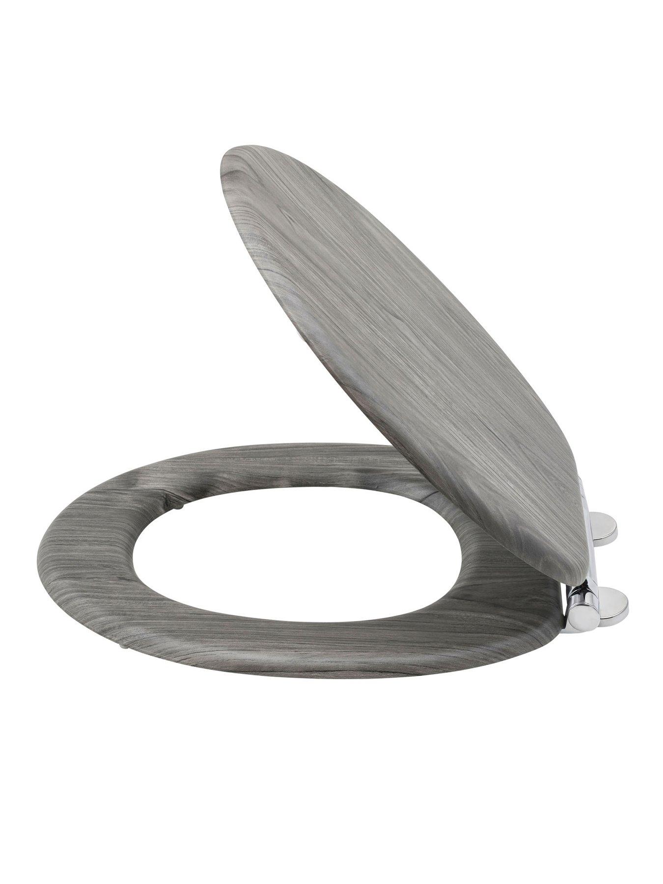 Image 3 of 3 of AQUALONA Moulded Wood Dark Grey Wood Effect Toilet Seat