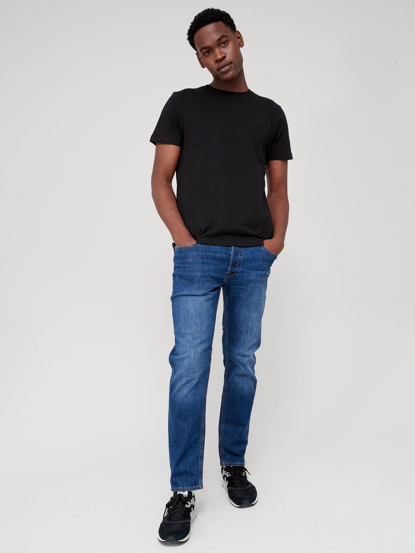  image of jack-jones-mike-regular-tapered-fit-jeans-mid-wash