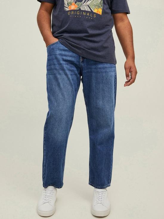 front image of jack-jones-plus-mike-regular-tapered-fit-jeans-mid-wash
