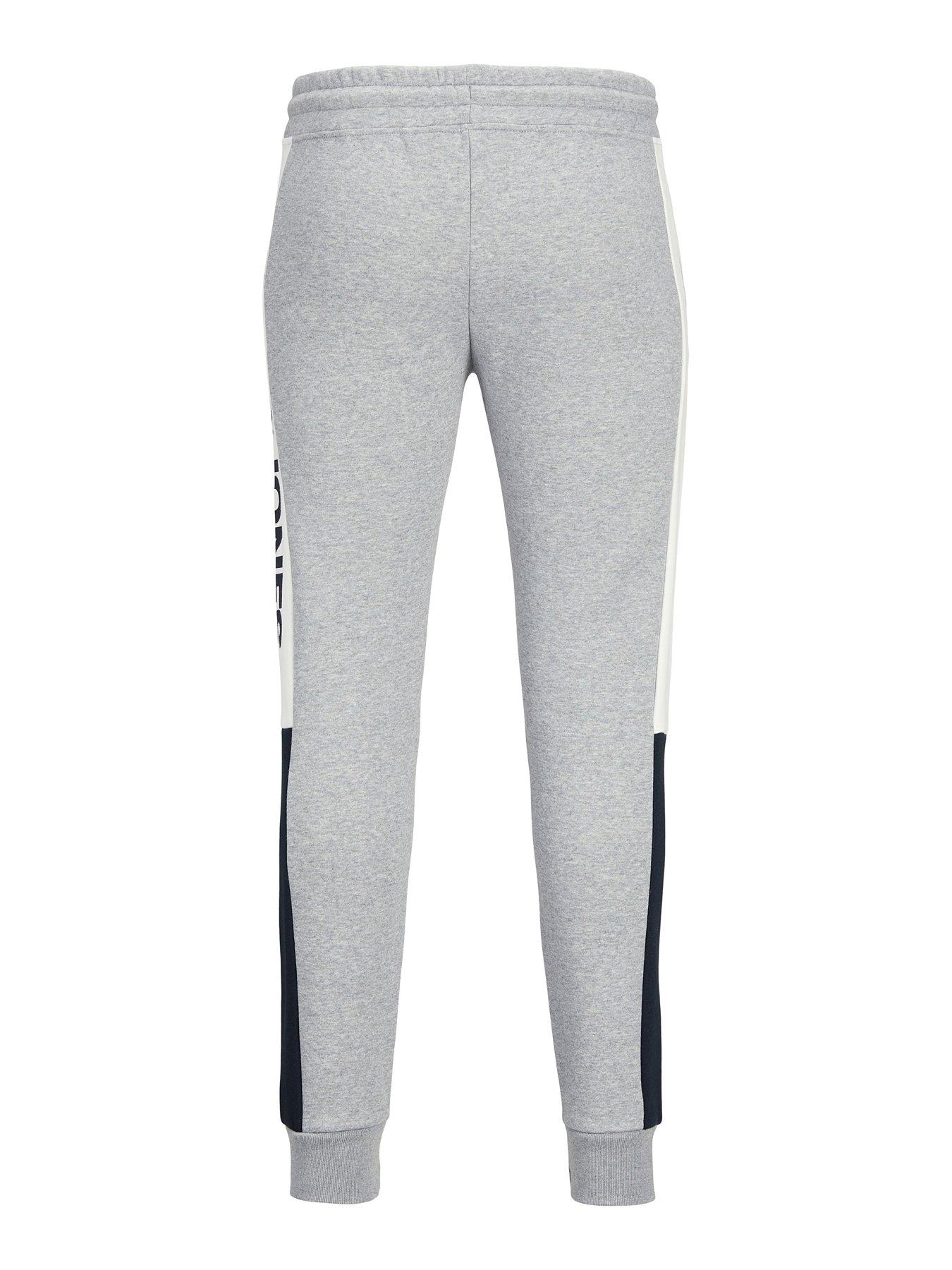  image of jack-jones-jack-amp-jones-plus-colour-block-joggers-light-grey-marl