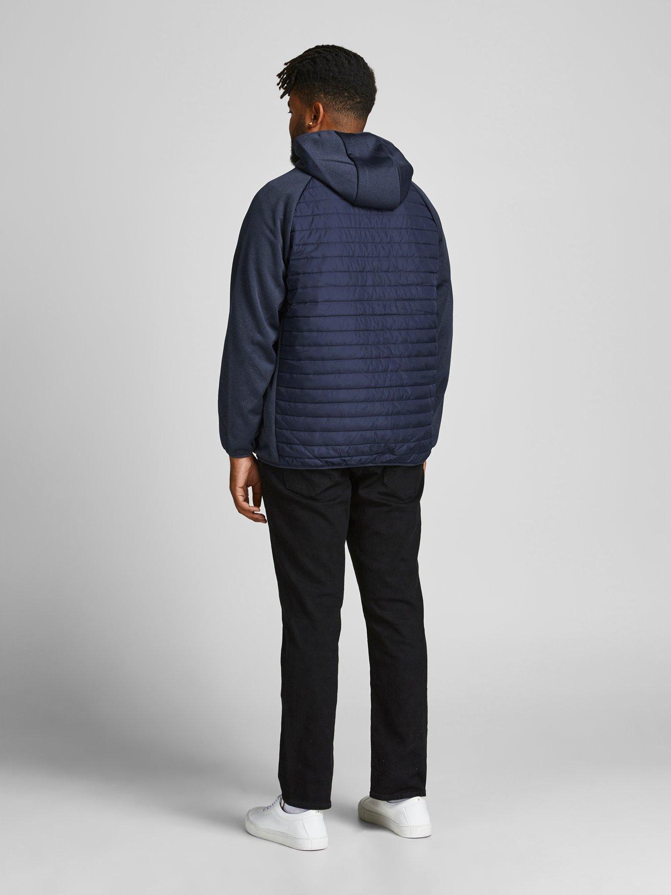  image of jack-jones-jack-amp-jones-plus-hybrid-padded-jacket-navy-blazer