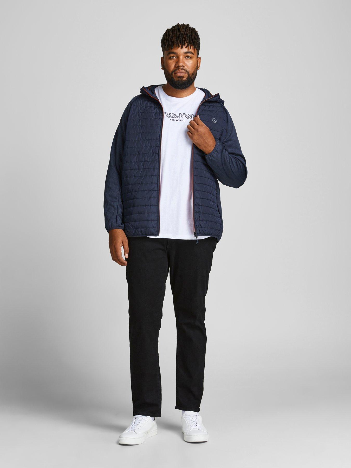  image of jack-jones-jack-amp-jones-plus-hybrid-padded-jacket-navy-blazer