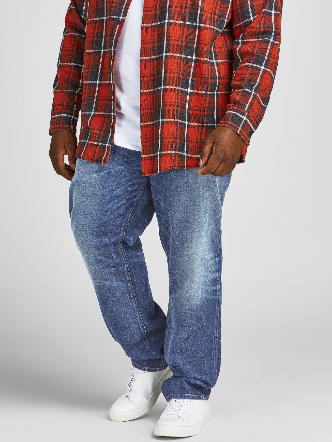  image of jack-jones-plus-glenn-slim-fit-jeans-mid-wash