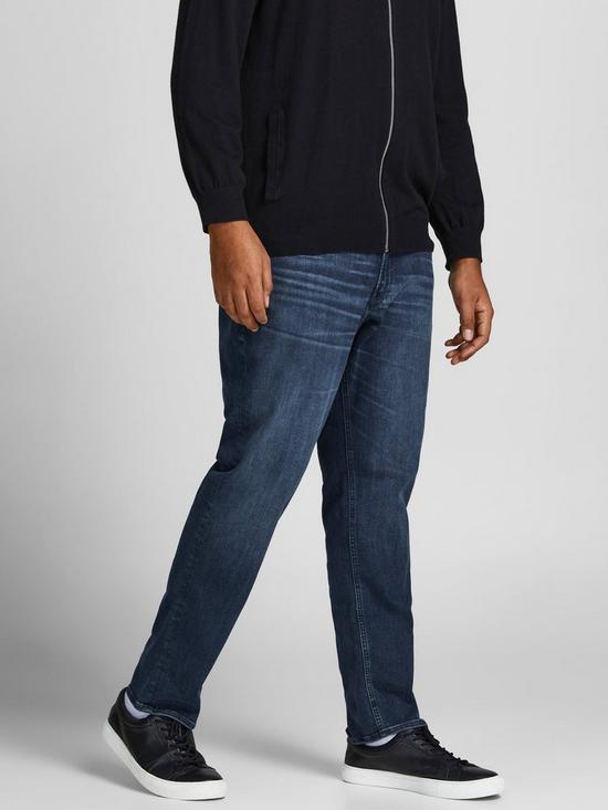 front image of jack-jones-plus-glenn-slim-fit-jeans-dark-wash