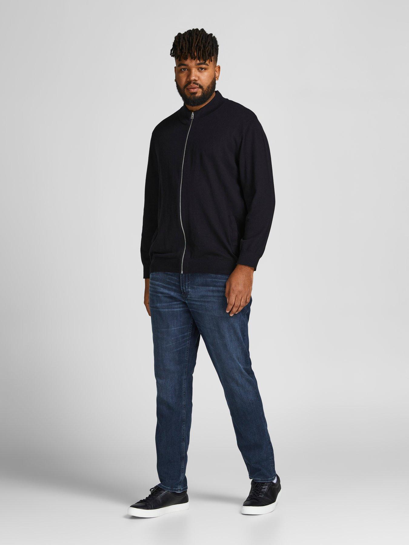  image of jack-jones-plus-glenn-slim-fit-jeans-dark-wash