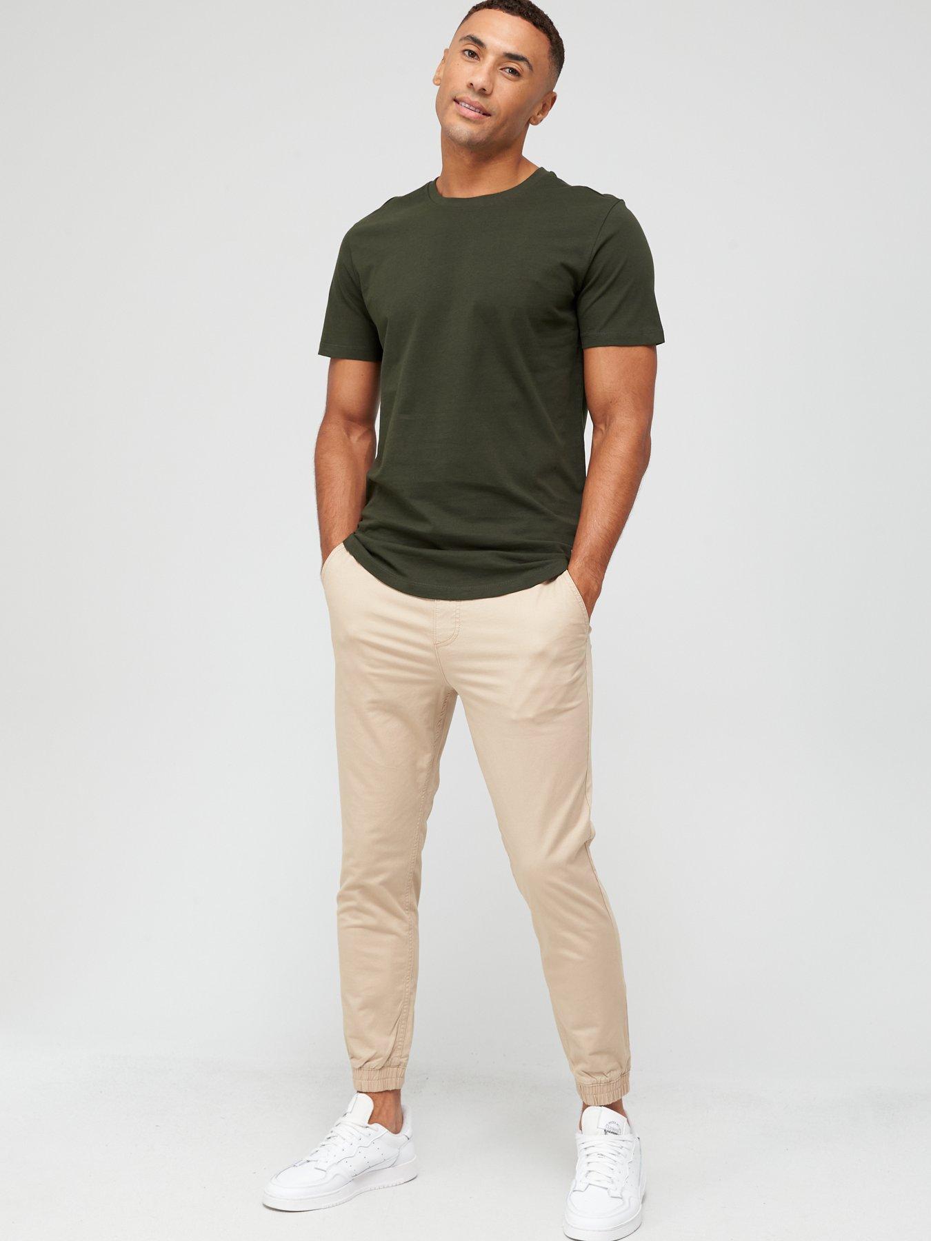  image of jack-jones-cuffed-slim-fit-chinos-crockery-crockery-beige