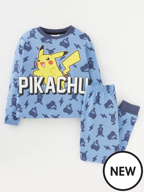 pokemon-boys-pokemon-all-over-print-pikachu-long-sleeve-pyjamas-blue
