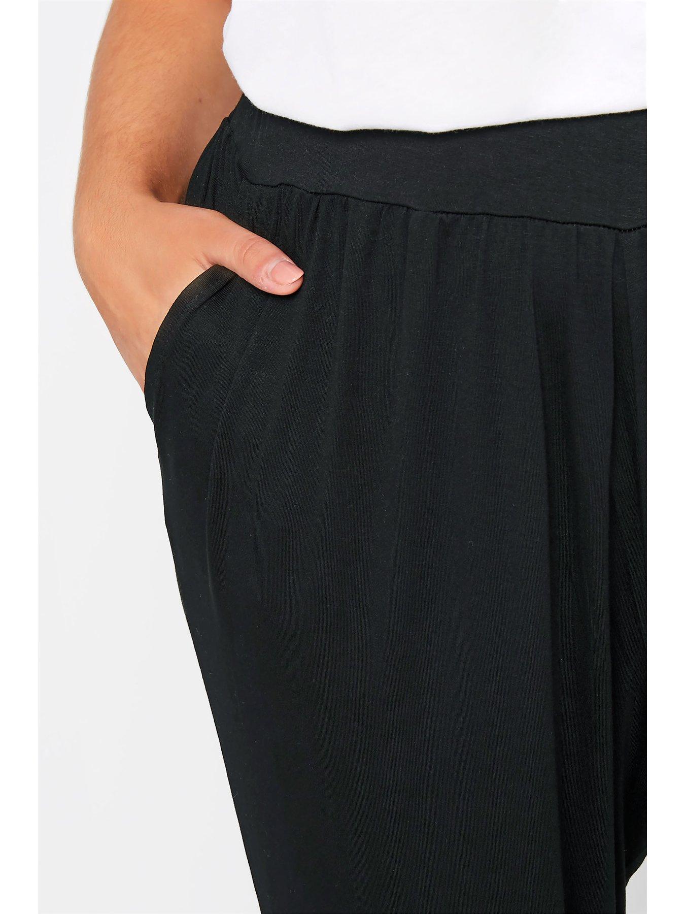 Image 3 of 3 of Yours Crop Jersey Harem Joggers - Black