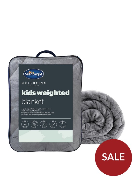 front image of silentnight-wellbeing-weighted-blanket-3kg-grey