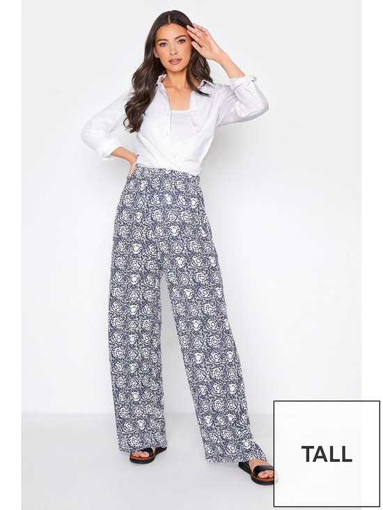 back image of long-tall-sally-printed-wide-leg-trouser-blue