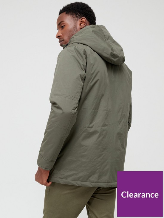 stillFront image of very-man-mid-length-hooded-jacket-khaki