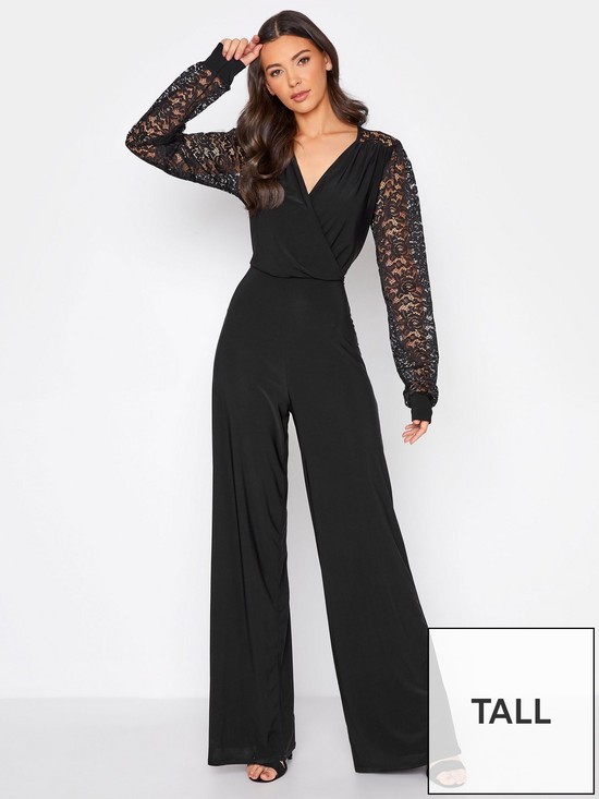 front image of long-tall-sally-lace-back-jumpsuit-black