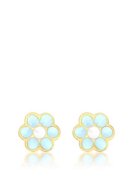 love-gold-9ct-yellow-gold-45mm-blue-enamel-flower-stud-earrings