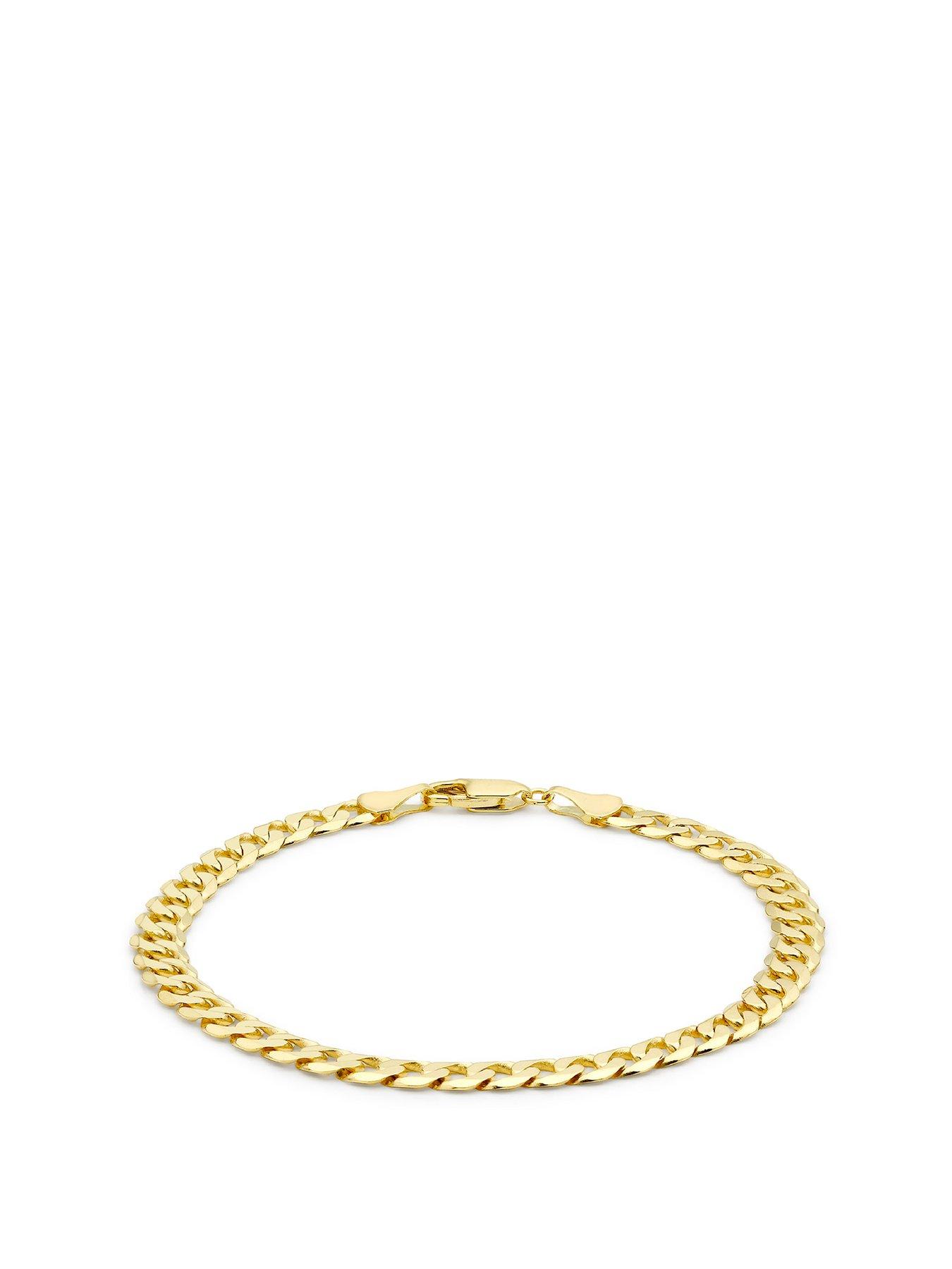 undefined 9ct Yellow Gold Diamond Cut Curb Bracelet