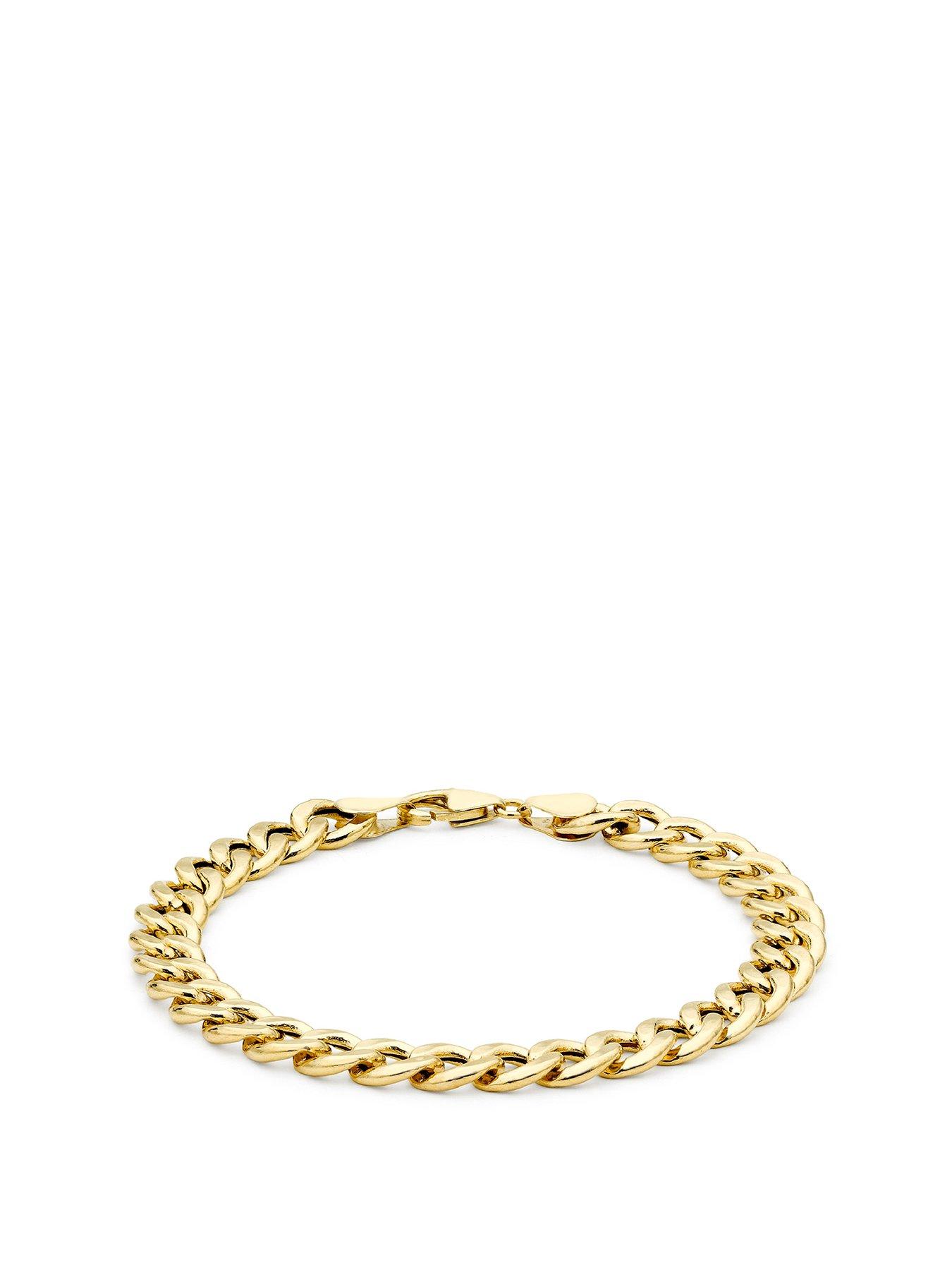 undefined 9ct Yellow Gold Men's Oval Curb Bracelet