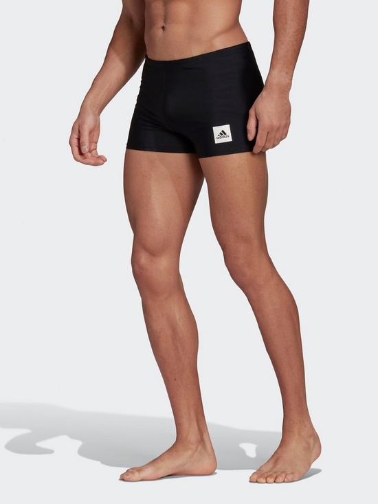 front image of adidas-solid-swim-boxers-black