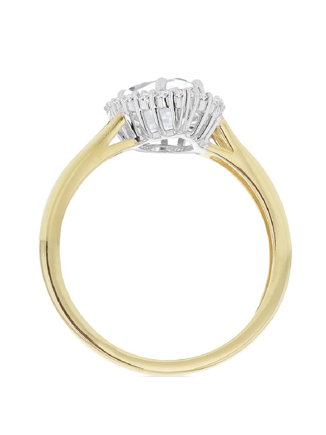 Image 3 of 6 of The Love Collection 9ct Yellow Gold Pear Cubic Zirconia Halo Ring