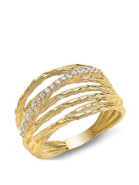 love-gold-9ct-yellow-gold-cz-crossover-diamond-cut-multi-strand-ring